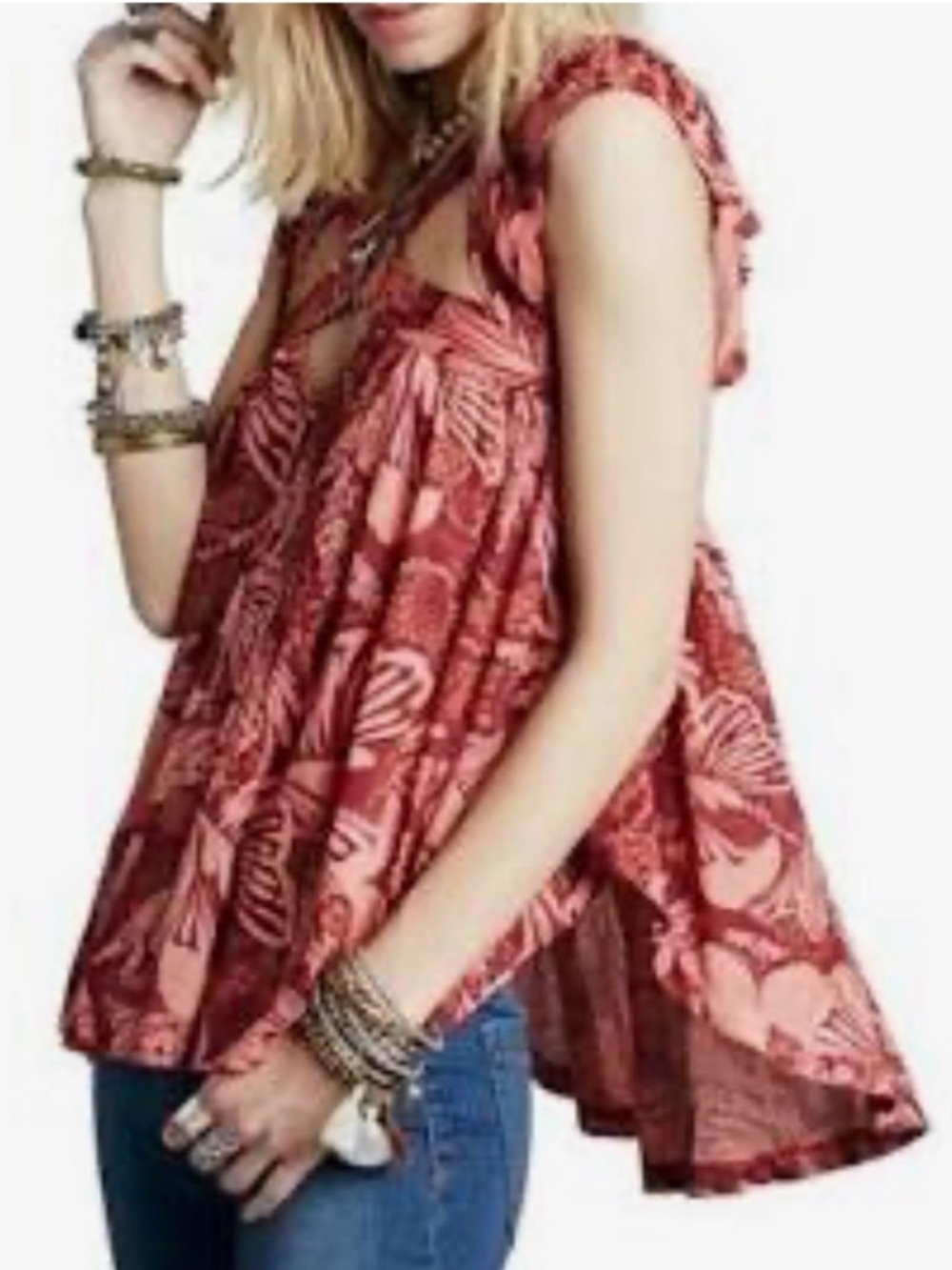 NWT Free People Sugar Cane Floral Sleeveless Tunic Tank Top